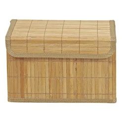 Opbergmand met deksel - bamboe - 20x33x22 cm
