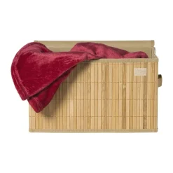 Opbergmand met deksel groot - bamboe - 25x38x22 cm