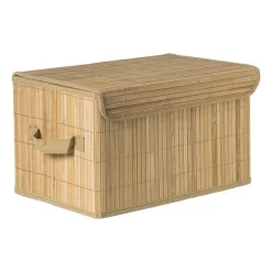 Opbergmand met deksel groot - bamboe - 25x38x22 cm