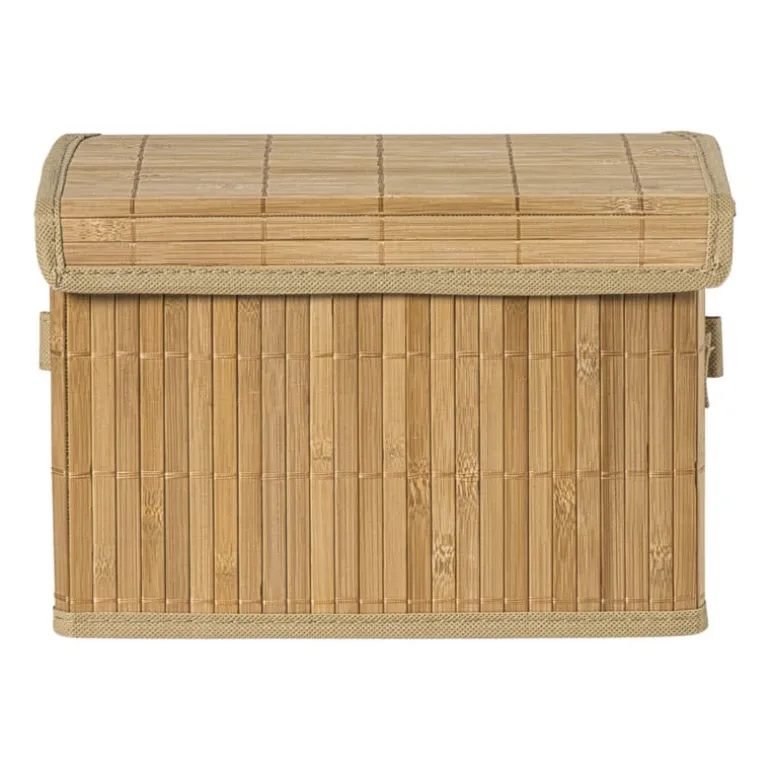 Opbergmand met deksel klein - bamboe - 18x28x17 cm