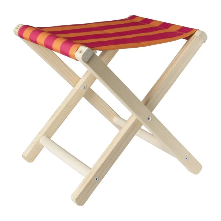 Opvouwbaar strandkrukje streep - roze/rood - 37x32x35 cm