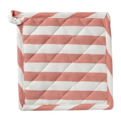 Pannenlap gestreept - oranje/wit - 20x20 cm