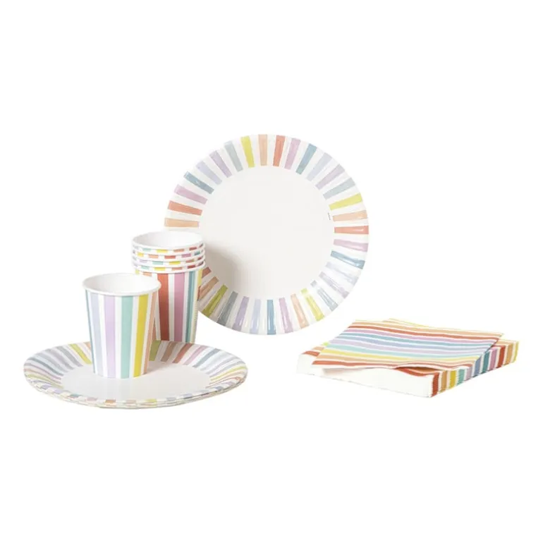 Papieren bekers gestreept pastel - set van 6