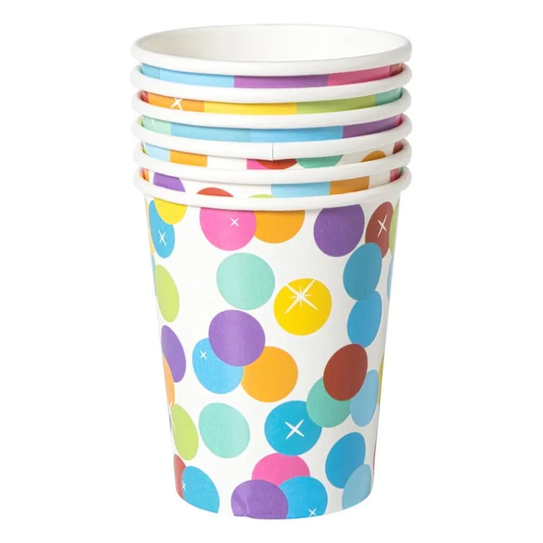 Papieren bekers regenboog - set van 6