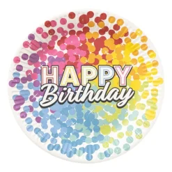 Papieren borden regenboog - set van 6 - ø23 cm