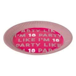 Papieren bordjes 18 jaar - roze - set van 8