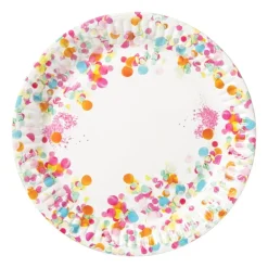 Papieren bordjes confetti ø18 cm - multikleur - set van 8