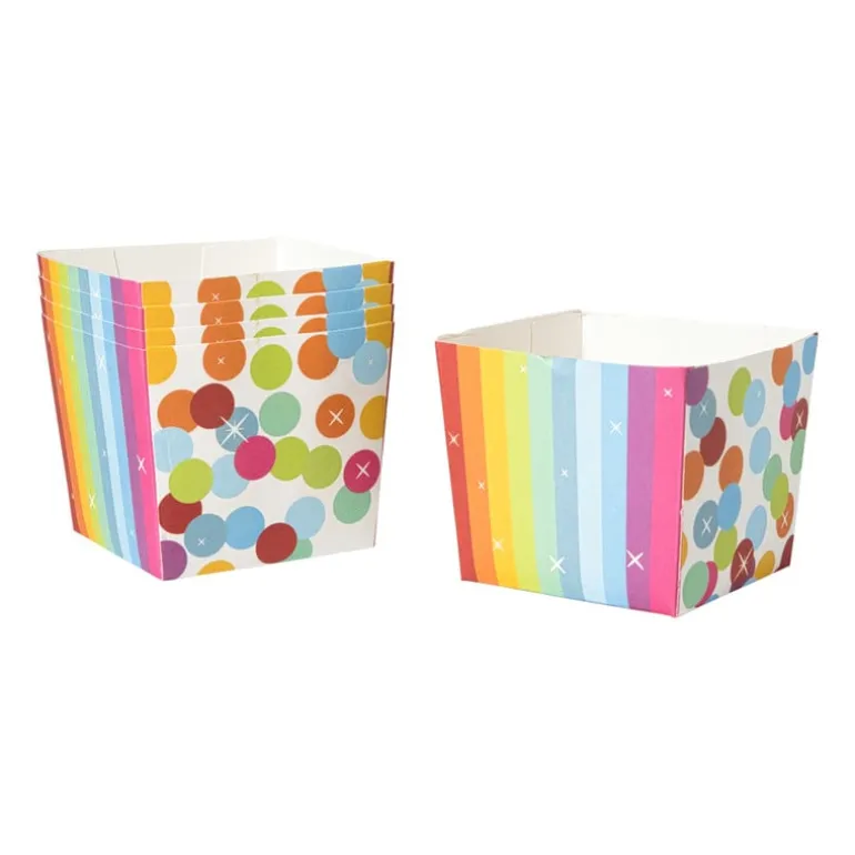 Papieren snackcups regenboog - set van 5 - ø8,5x9,5 cm