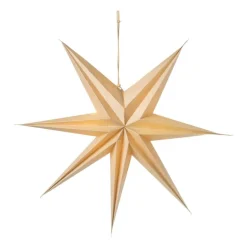 Papieren ster met licht - hout look - ⌀60 cm