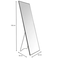 Passpiegel XL - zwart - 50x150 cm