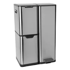 Pedaalemmer 3 vakken - zilver - 60 liter