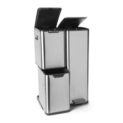 Pedaalemmer 3 vakken - zilver - 60 liter