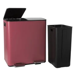 Pedaalemmer 2 vakken - kersenrood - 2x20 liter