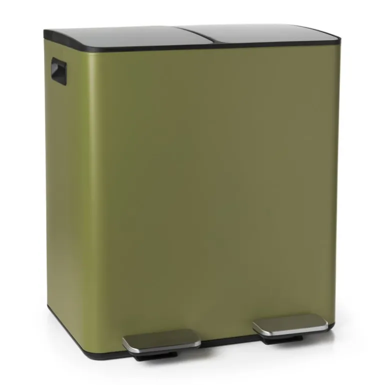 Pedaalemmer 2 vakken - olijfgroen - 2x20 liter