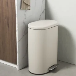 Pedaalemmer ovaal - beige - 50 liter