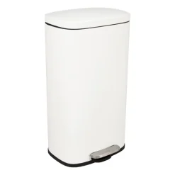 Pedaalemmer rechthoek - mat wit - 30 liter