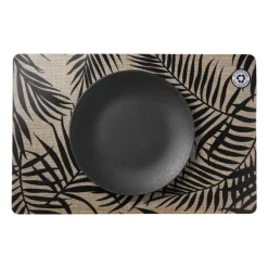 Placemat bladeren - beige/zwart - 43.5x28.5 cm - diverse varianten