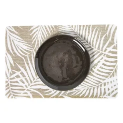 Placemat bladeren - beige/zwart - 43.5x28.5 cm - diverse varianten