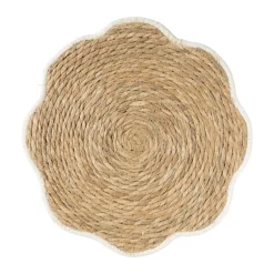 Placemat bloem wit - zeegras - ø38 cm