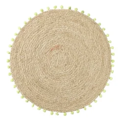 Placemat pompom - groen - ø38 cm