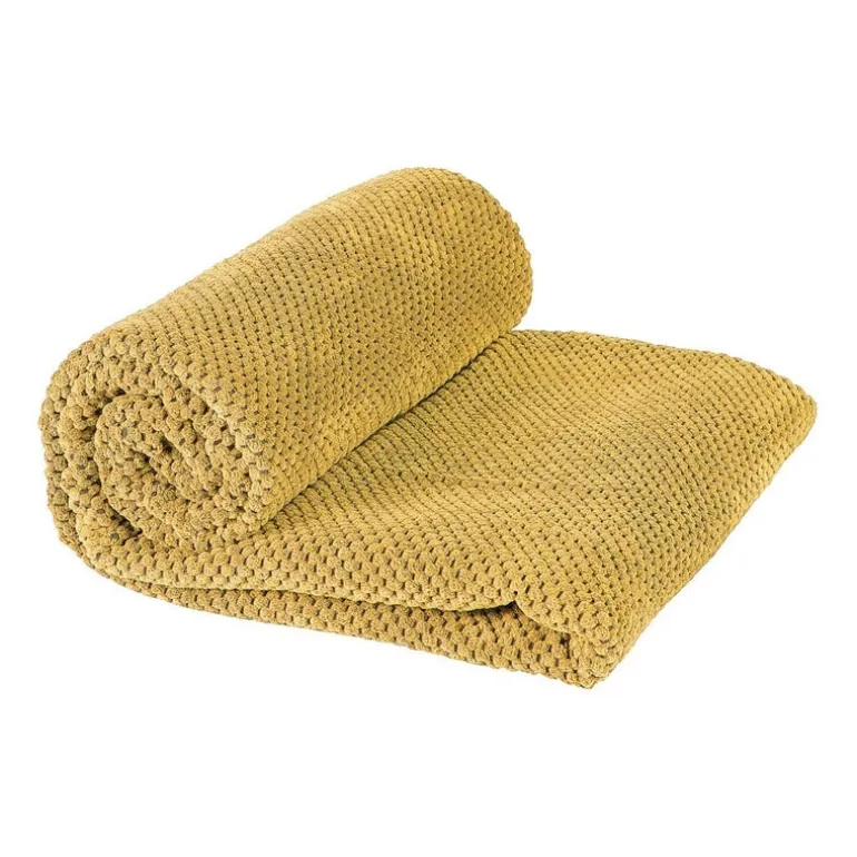 Plaid blokje - geel - 130x160 cm