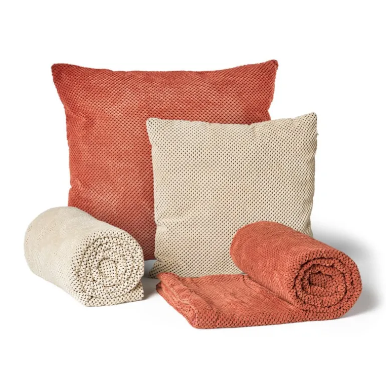 Plaid blokje - terra - 130x160 cm