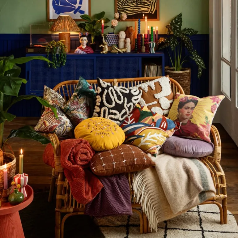 Plaid blokje - terra - 130x160 cm