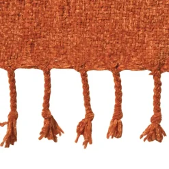 Plaid chenille met kwastjes Marianne - oranje - 170x130 cm