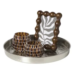 Plateau reliëf Colinda - zilver - ø30 cm