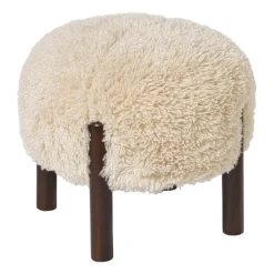 Poef beatle - beige/bruin - ø40x34.5 cm