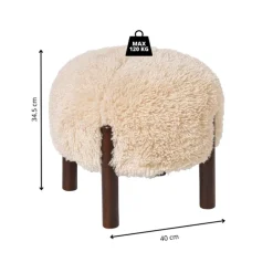 Poef beatle - beige/bruin - ø40x34.5 cm