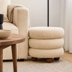 Poef bubbles - beige - ø38x42 cm