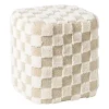 Poef checks - beige - 38x35x35 cm