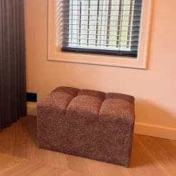 Poef chenille - bruin - 38x66x38 cm