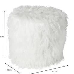 Poef fluffy - wit - 38x42x42 cm