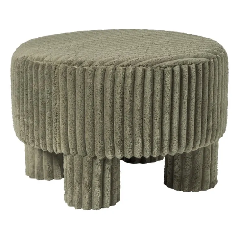 Poef Nora ribstof XL - groen - ø60x40 cm