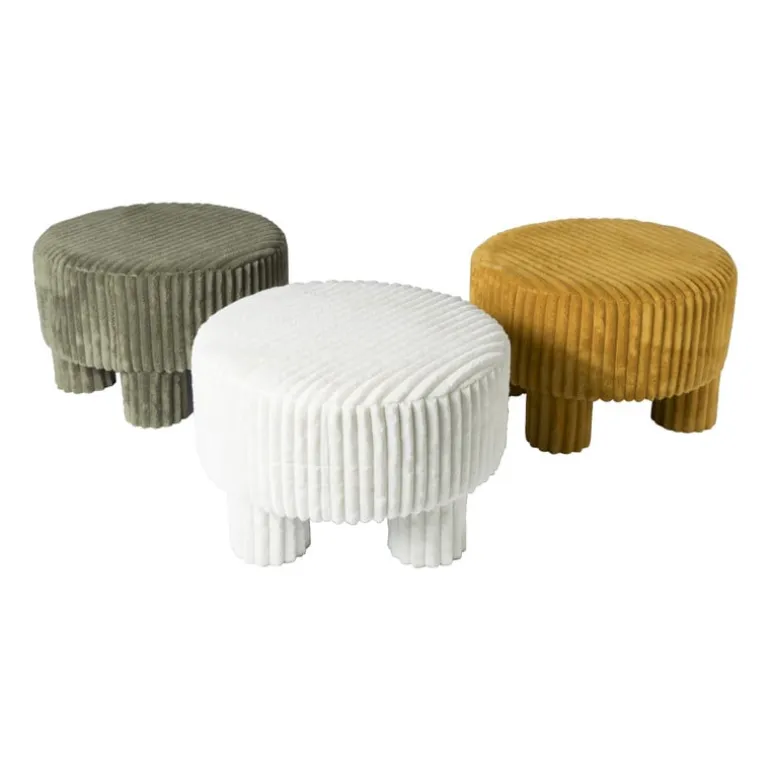 Poef Nora ribstof XL - groen - ø60x40 cm