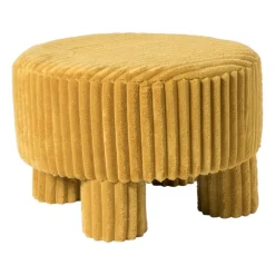 Poef Nora ribstof XL - oker - ø60x40 cm