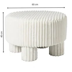 Poef Nora ribstof XL - wit - ø60x40 cm