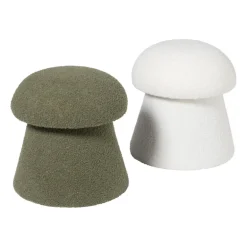 Poef Teddy Mushroom - wit - ø36x38 cm