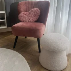 Poef Teddy Mushroom - wit - ø36x38 cm