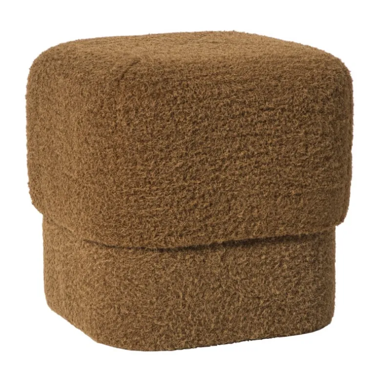 Poef vilt - bruin - 40x40x40 cm