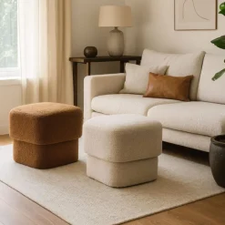 Poef vilt - bruin - 40x40x40 cm