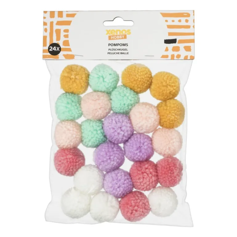 Pompoms mix - 24 stuks - 18x12x3 cm