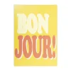 Poster bonjour - geel/rood - 70x50 cm