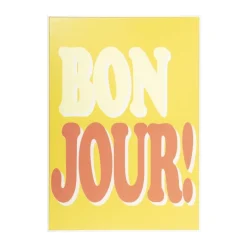 Poster bonjour - geel/rood - 70x50 cm