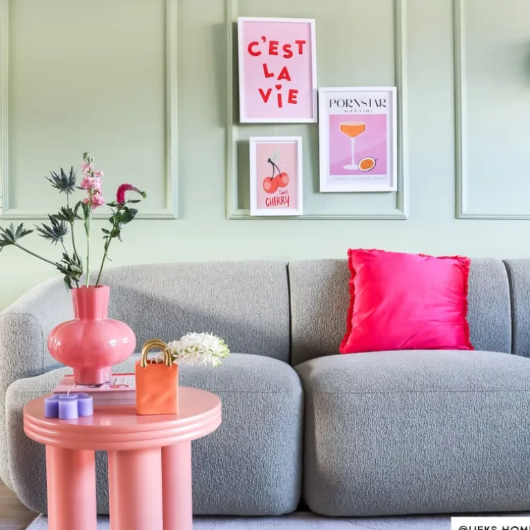 Poster met lijst cherry - roze/wit - 30x21 cm