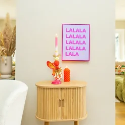Poster met lijst la la la - paars/roze - 40x30 cm - Happy at home by Sanny