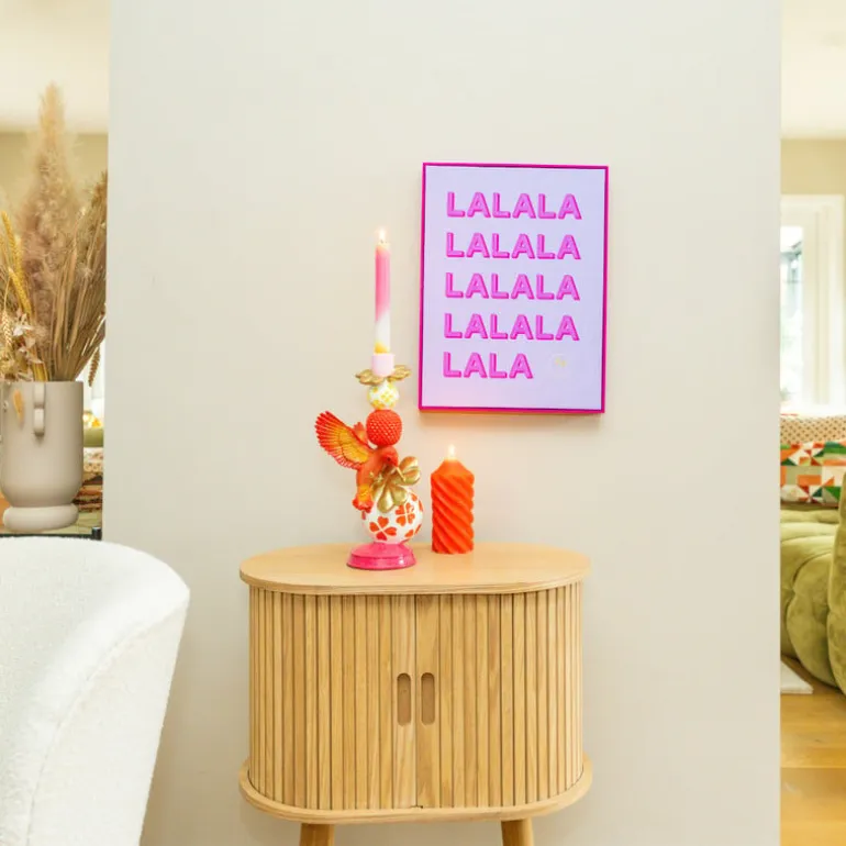 Poster met lijst la la la - paars/roze - 40x30 cm - Happy at home by Sanny
