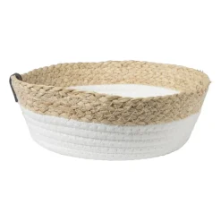 Rond mandje - ø24x8 cm - naturel/wit